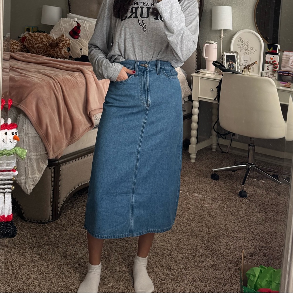 Old Navy High-Rise Blue Jean Maxi Skirt